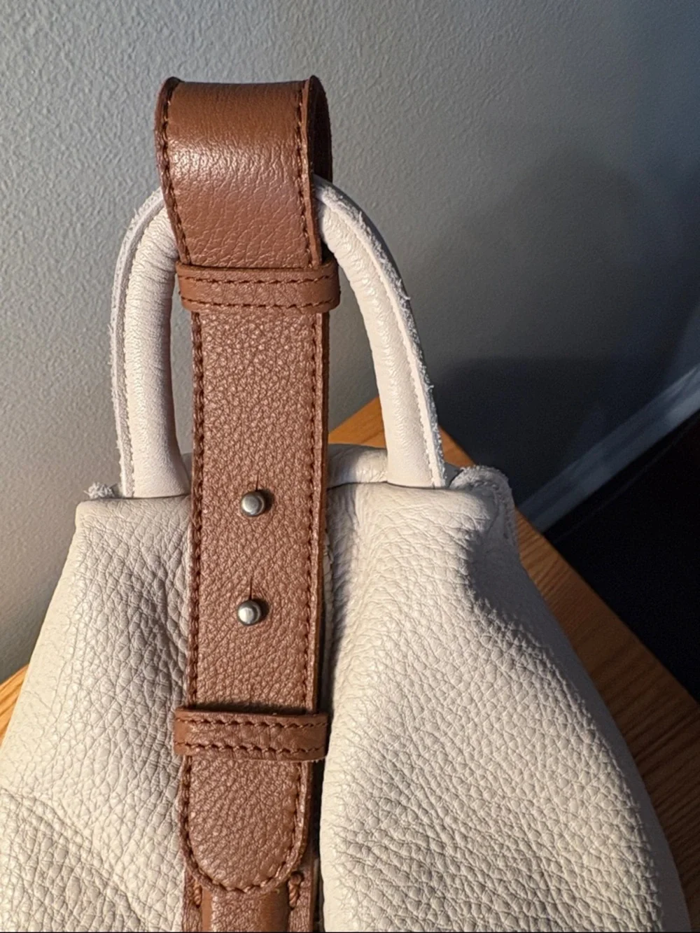 The Sak Los Feliz Hobo Cream Leather with Brown Shoulder Strap - Picture 15 of 16